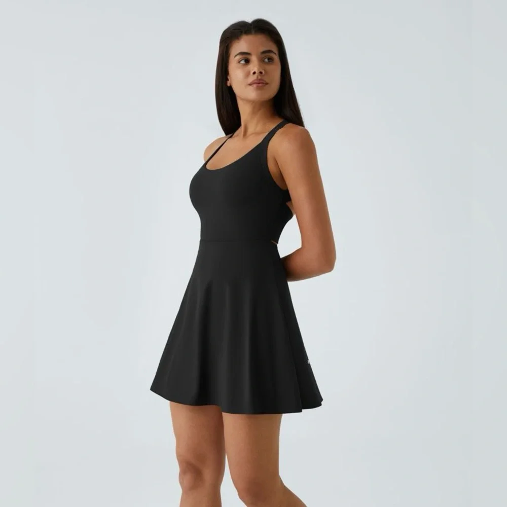 Nwt HALARA black Flare Dance Active Dress-Longer Length-Easy Peezy Edition‎